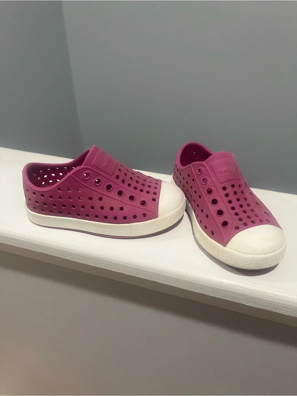Native C7 Purple and Cream Kids Slip On Water Friendly Sneakers